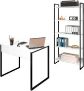 Conjunto Escritório Mesa 90 e Estante Studio Industrial Z28 Branco - M