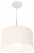 Lustre Pendente Cilíndrico Md-4031 Cúpula em Tecido 40x21cm Branco - Bivolt