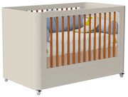 Berço Mini Cama Boom Plus 2 em 1 com Rodízios - Areia Fosco - Berço Mini Cama Boom Plus com Rodízios - Areia Fosco