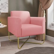Kit 2 Poltronas Decorativas Isabella Base X Suede Rosê/Dourado G19 - Gran Belo