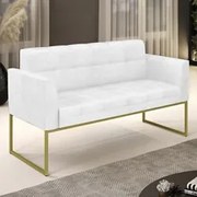 Sofá Namoradeira Base Industrial Dourado Ana Sintético PU Branco - Ibi