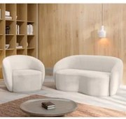 Sofá 2 Lugares Living 160cm e 1 Poltrona Giratória Garbin Z08 Boucle B