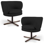 Kit 2 Poltronas Decorativas Melissa Base Xis Giratória Veludo C-300 Pr