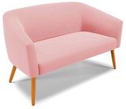 Namoradeira 02 Lugares Stella Suede Rosê Pés Palito Castanho D03 - D'Rossi