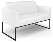 Sofá Namoradeira Base Industrial Preto Marisa Corano Branco