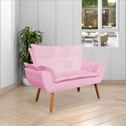 Poltrona Namoradeira Pés Palito Charger Suede Rosa G19 - Gran Belo