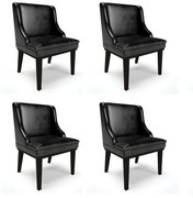 Kit 04 Cadeiras de Jantar Liz Corano Base Fixa Madeira Preto D03  - D'Rossi - Preto