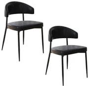 Cadeira de Jantar Estofada Kit 2 Chloe M25 Sintético Preto - Mpozenato