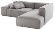 Sofá Family Box de 3 Lugares com Chaise Linho Cinza 225x200cm - 66141 Sun House