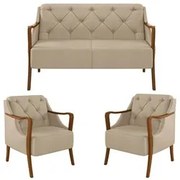 Kit Namoradeira 135cm e 2 Poltronas Decorativas Capitonê Lapa M22 PU B