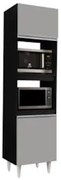 Paneleiro Cozinha Torre Quente 56cm Colorado Preto/Cinza - Lumil Móvei