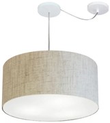 Lustre Pendente Cilíndrico Com Desvio Md-4261 Cúpula em Tecido 50x30cm Rustico Bege - Bivolt