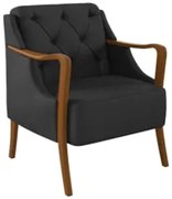 Poltrona Decorativa para Sala de Estar Capitonê Lapa Z32 PU Preto - Mp