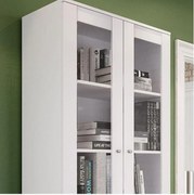 Cristaleira C/Porta Retrô Branca 2 Portas De Vidro E 2 Gavetas