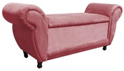 Recamier com Baú Itália Namoradeira Calçadeira Suede M11 - D'Rossi - Rose