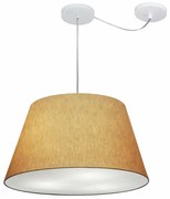 Lustre Pendente Cone Com Desvio Md-4283 Cúpula 30/35x50cm Palha - Bivolt