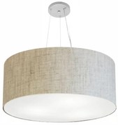Lustre Pendente Cilíndrico Md-4135 Cúpula em Tecido 70x30cm Rustico Bege - Bivolt