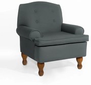 Poltrona da Vovó Lucy Decorativa Luxo Suede Cinza