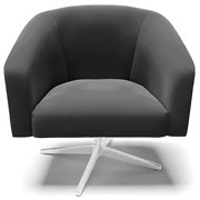 Kit 02 Poltronas Giratória Stella Veludo Base Cromada - D'Rossi - Preto