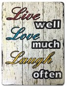 Quadro Decorativo Em Madeira Live, Love e Laugh 40cm C03 - D'Rossi
