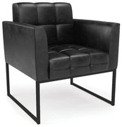 Poltrona Sala Decorativa Elisa Industrial Preto Sintético Pu D03 - D'Rossi - Couro preto