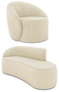 Sofá 3 Lugares Orgânico 180cm Morgan e Poltrona Lua Suede D03 - D'Rossi - Bege