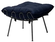 Puff Decorativo Sala de Estar Abel Pés Preto Veludo Azul G41 - Gran Belo