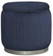 Puff Redondo Drapeado Estofado Nuni - Fendi Lumière - Tecido Veludo Azul Safira  Kleiner