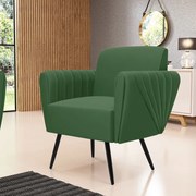 Kit 2 Poltronas Pés Palito de Ferro Bruna Suede D01 - D'Rossi - Verde