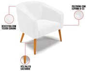 Cadeira Sala de Jantar Pé Palito Castanho kit 2 Stella Sintético PU D03 - D'Rossi - Branco