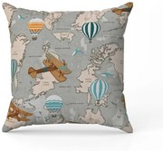 Capa para Almofada Tecido Estampado Mapa Mundi D75 42x42 cm D03 - D'Rossi