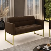 Sofá Namoradeira Elisa Suede Base Metálica Industrial Dourado D03 - D'Rossi  - Marrom