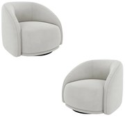 Kit 2 Poltronas Decorativas Jenny Base Giratória em Metal Preto Veludo Bege G45 - Gran Belo