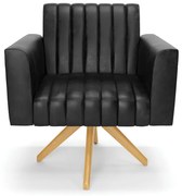 Kit 2 Poltronas Giratória Viena Gomada Corano Base de Madeira MA30 D03 - D'Rossi - Preto