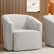 Poltrona Decorativa Base Giratória Stella Max Veludo D03 - D'Rossi - Cinza