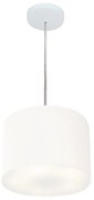 Lustre Pendente Cilíndrico Md-4209 Cúpula em Tecido 25x25cm Branco - Bivolt