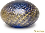 Peso Tela Achatado Água-marinha com Ouro Murano Cristais Cadoro