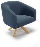 Poltrona Decorativa Giratória MA30 Stella Suede D03 - D'Rossi - Azul Marinho