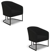 Poltrona Decorativa Industrial Preto Kit 2 Stella Linho D03 - D'Rossi - A79 Preto