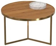 Mesa de Centro Redonda Baixa Pé Metal Thor Cinamomo/Dourado E05 - Mpoz