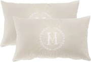 Jogo de 2 Almofadas Monograma Delicata Bordado Off White
