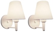 Kit/2 Arandela Cone Md-2004 Base Branco Cúpula em Tecido 14/14x07cm Branco Tela - Bivolt