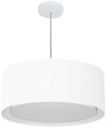 Lustre Pendente Cilíndrico Duplo Md-4294 Cúpula em Tecido 50x25cm Branco - Bivolt