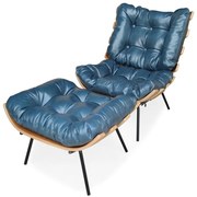 Poltrona com Puff Costela Estrutura Compensado Multilaminado e Metal Design by Martin Eisler