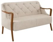 Poltrona Namoradeira 2 Lugares 135cm Capitonê Lapa Z32 Linho Cru Liso