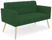 Sofá Namoradeira Elisa Veludo Pés Palito Natural D03 - D'Rossi - Verde