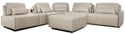 Sofá de Canto Yale 5 Lugares + Puff e Console com Luminária Couro Pérola 630cm - 69959 Sun House