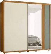 Guarda Roupa Casal 240cm com Espelho Aline Flex A02 Off/Sálvia - Mpoze