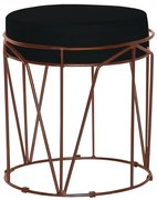 Puff Decorativo Sala de Estar Base Bronze Chloe Veludo Preto G41 - Gran Belo