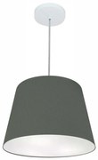 Lustre Pendente Cone Md-4155 Cúpula em Tecido 30/40x30cm Cinza Escuro - Bivolt
